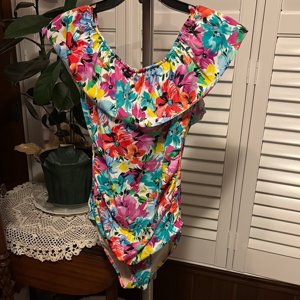 Floral Ruffle One-Piece Swimsuit cruise / vacation